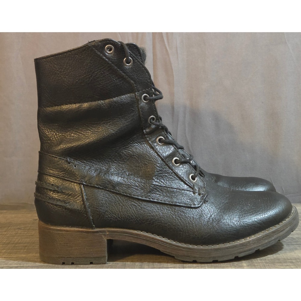 G H Bass Patrice Lined Lace Up Combat Boots Women's Size 8 Black